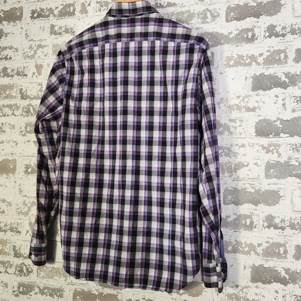 Banana Republic Slim Fit Plaid Long Sleeve Button Down Shirt Men's Medium Purple